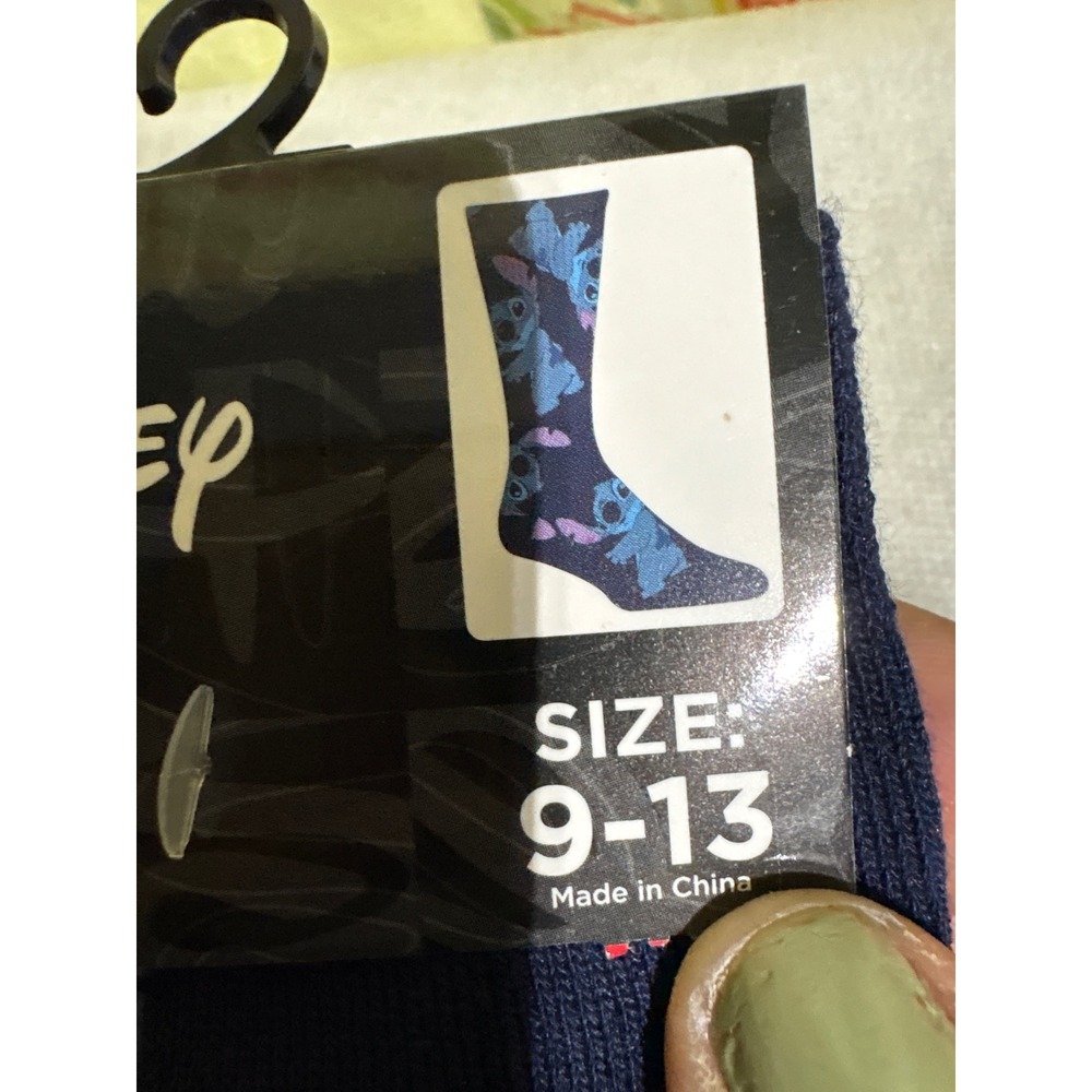 Disney Stitch Eeyore Crew Socks Size 9-13 Character Socks NWT Blue Purple - Picture 3 of 4